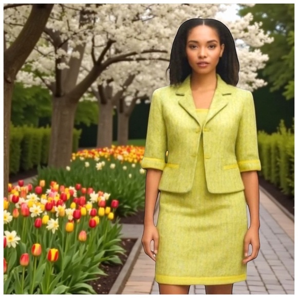 Carlisle Collection Women’s 2-Piece Jacket and Dress Set. Pink, Green. Size 2 - Picture 1 of 13